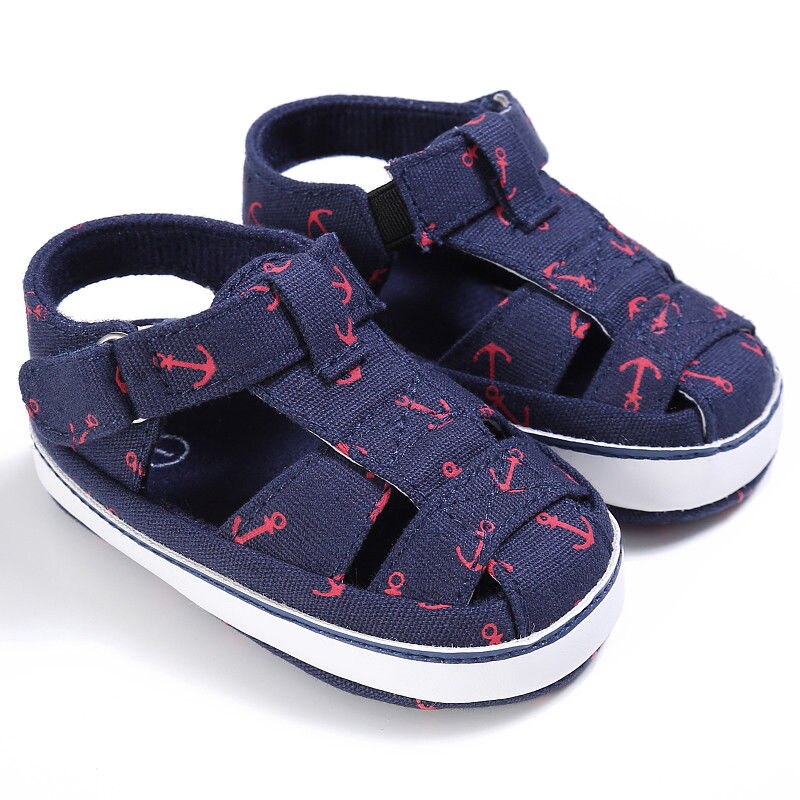 0-18M Girls Print Cool Soft Crib Baby Shoes Newborn Infant Summer Casual Sandal Shoes Boys First Walker: Blue / 13-18 Months