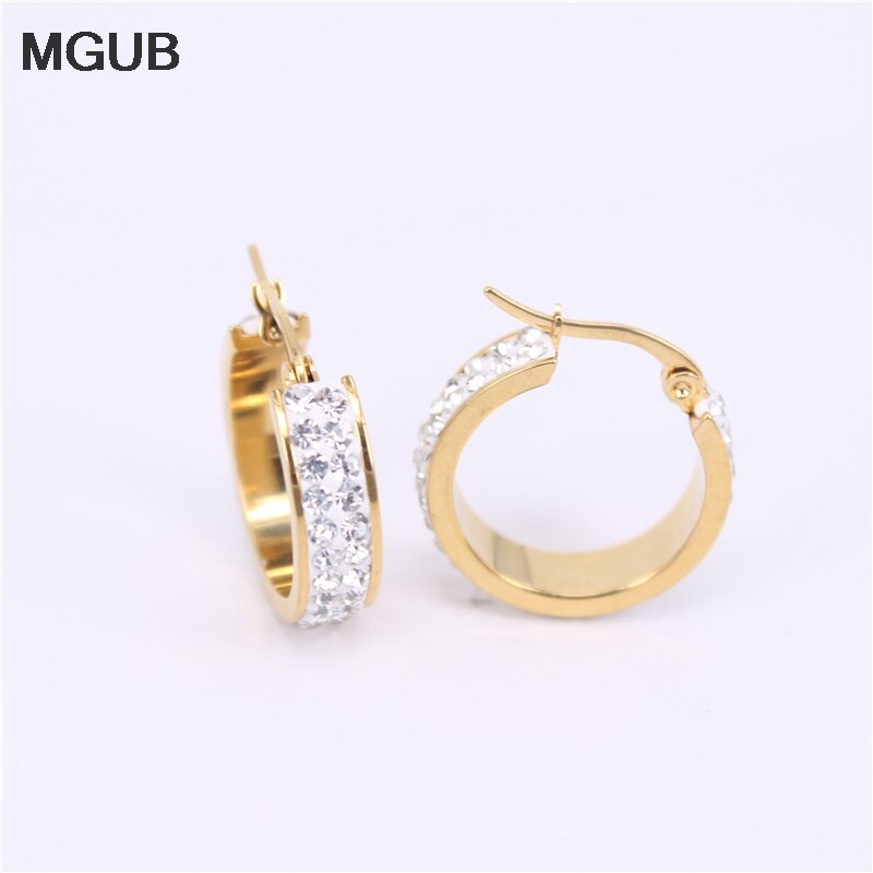 Mgub Gouden Kleur/Zilver Kleur Smooth Rvs Populaire Vrouwelijke Oor Sieraden Gladde Reflecterende Vliegtuig Eenvoudige Opknoping Ring LH154