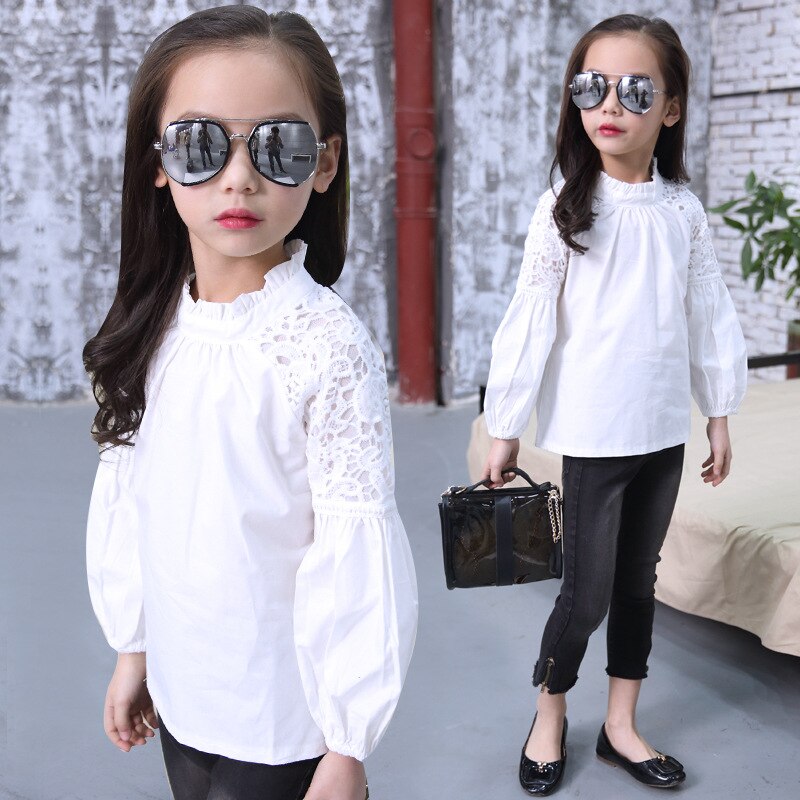 Girls Teenager White Blouses Arrivals Girls Shirts School Uniform Blouses Spring Shirt 4 5 6 7 8 9 10 11 12 13 14 Year