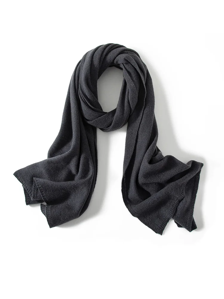 Bufanda de Cachemira de lana para mujer, Pashmina sólida básica, bufandas grandes simples, chal de Cachemira, envolturas exteriores ligeras, Hijab Delgado, Otoño e Invierno: Gris oscuro