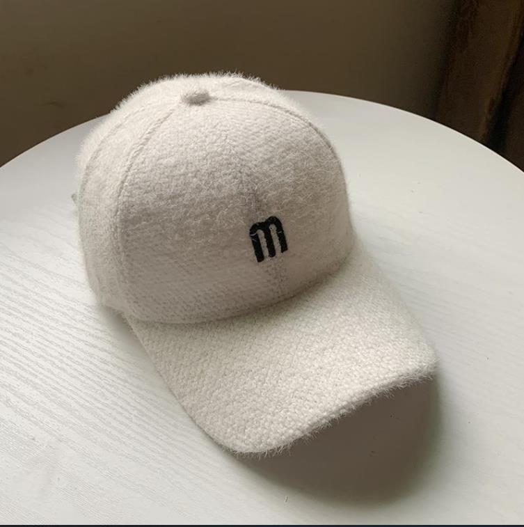 Hoed Vrouwen Herfst Winter Pet Student Koreaanse Stijl Alle-Match Brieven Baseball Cap Pluche Verdikte Warm hoed: m-White