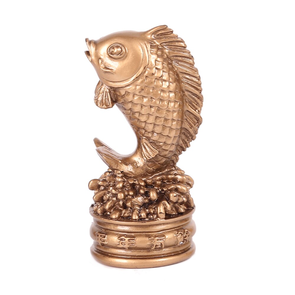 Chinese golden feng shui decorations, hand-carved animal sculptures, fish statues, handicrafts, home decoration accessories