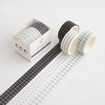 3Meter Scrapbooking Washi Tape Lovely Grid Basic Shape Notebook Diary Planner Diy Accessory Masking Tape: black
