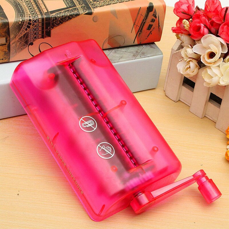 Mini Hand Shredder Portable Paper Shredder A6 Manual Shredder Documents Paper Cutting Tool Home Office Desktop Stationery-Pink