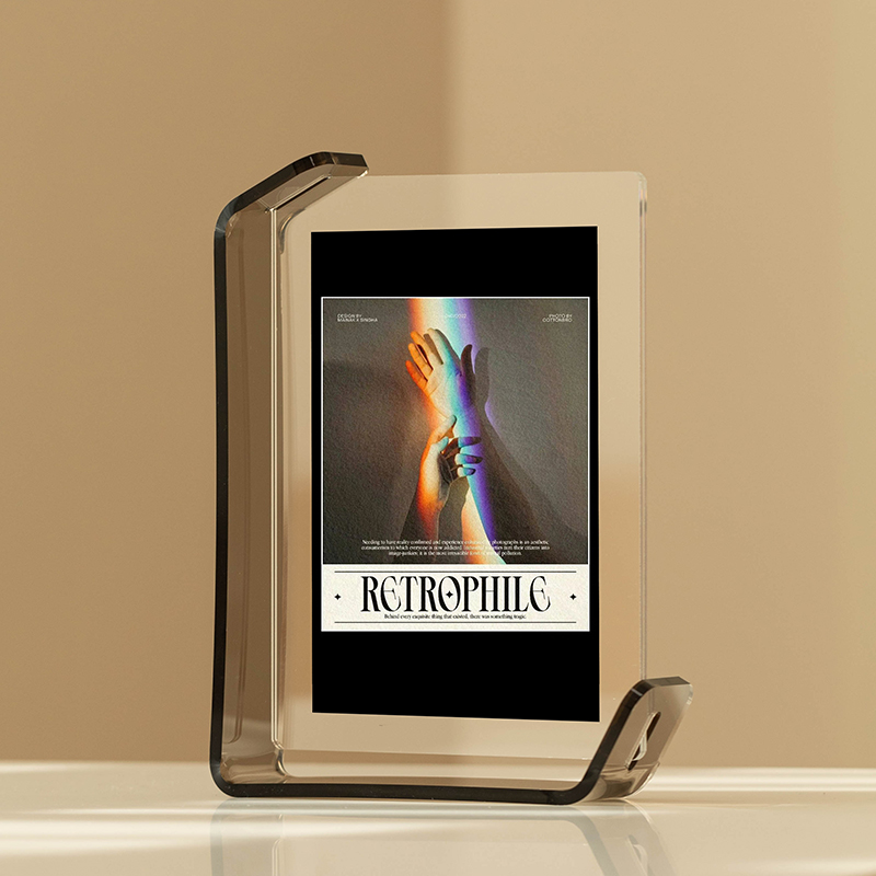 Acrylic Picture Frames Clear Picture Frames Acrylic Frameless Transparent Cubes Floating for Home Office Desktop Display: 5 inch / Yellow
