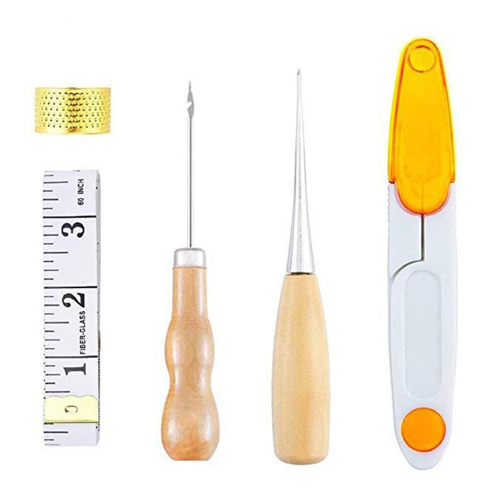 Leather Repair Kit Craft Tool Hand Sewing Needles Canvas Thread and Needles Tape Measure Large-Eye Stitching Needles