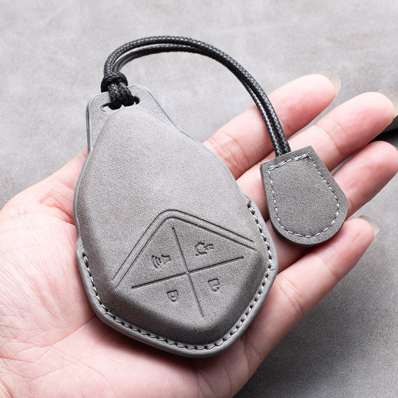 Leather Car Remote Key Case Cover for Changan Deepal S7 SL03 Car Key Fob Shell 4 Buttons Holder Keychain