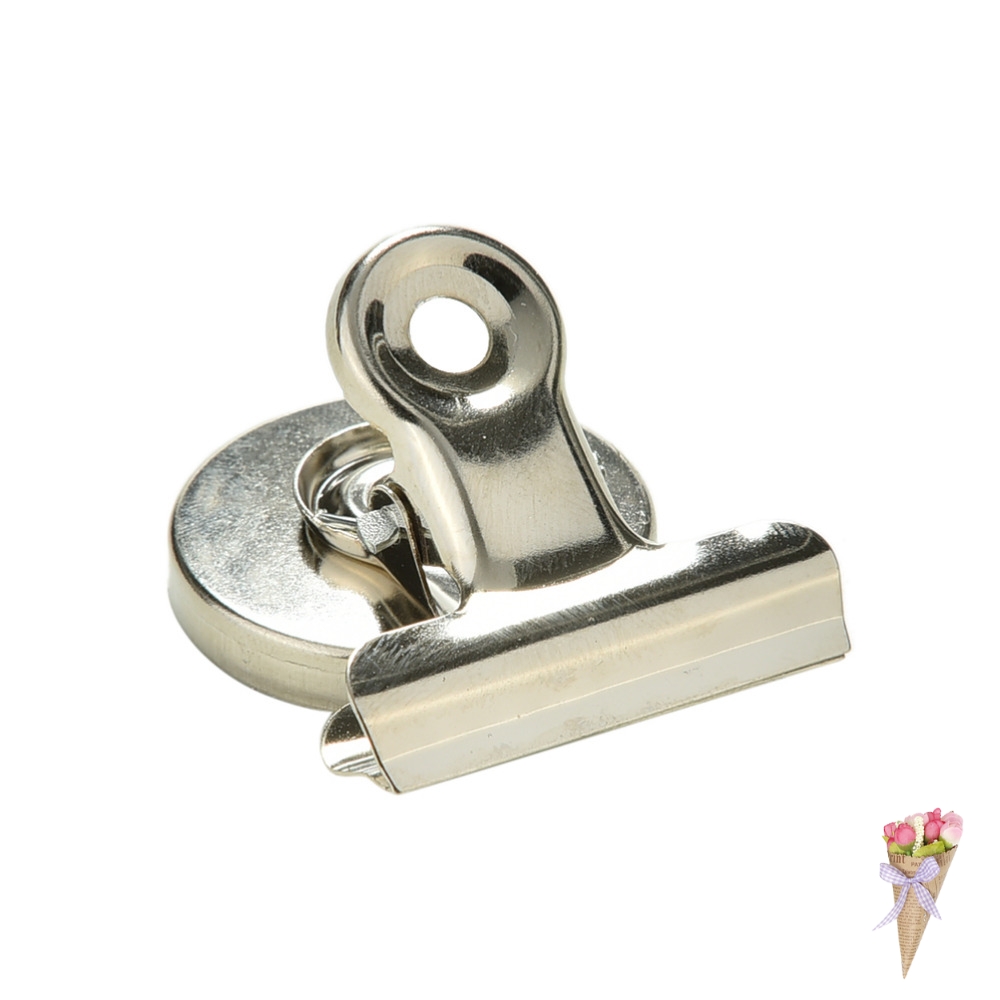 Magnetic Clip Magnet Memo Note Message Holder Silver Metal Clamp Multifunctional Paper white board 5pcs