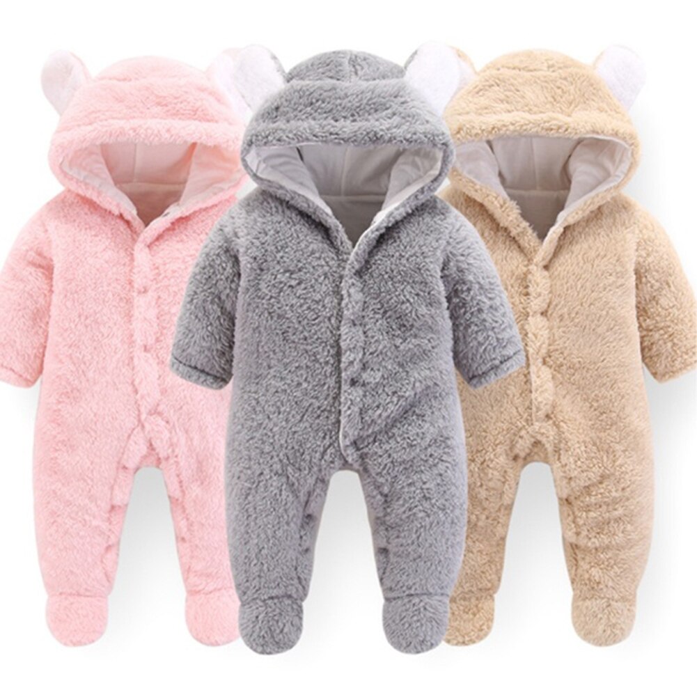 Baby girl clothes cartoon bear jumpsuit newborn baby boy clothes thickened baby jumpsuit cute baby newborn winter clothing