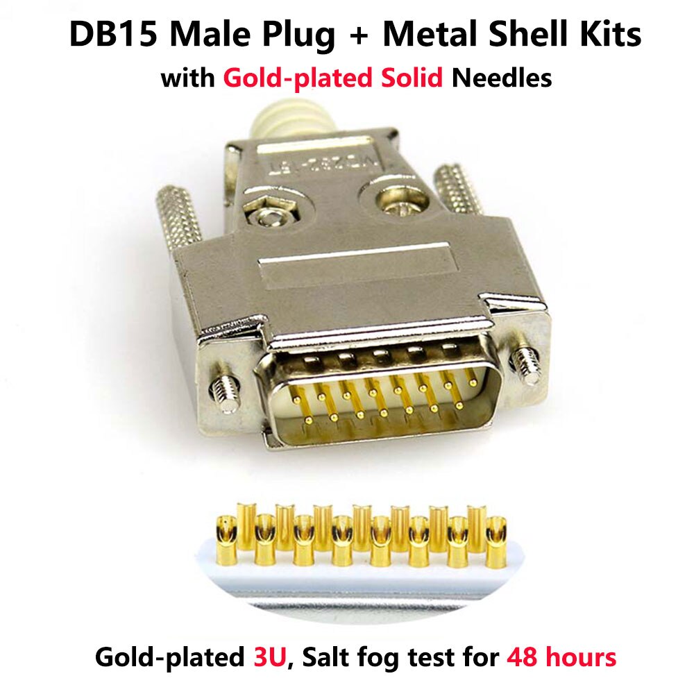 DB15 Mannelijke Plug/Vrouwelijke Socket Metalen Shell Kit 2 Rijen 15 Pin Serial Port Connector Socket D-SUB15 Adapters: Male Solid