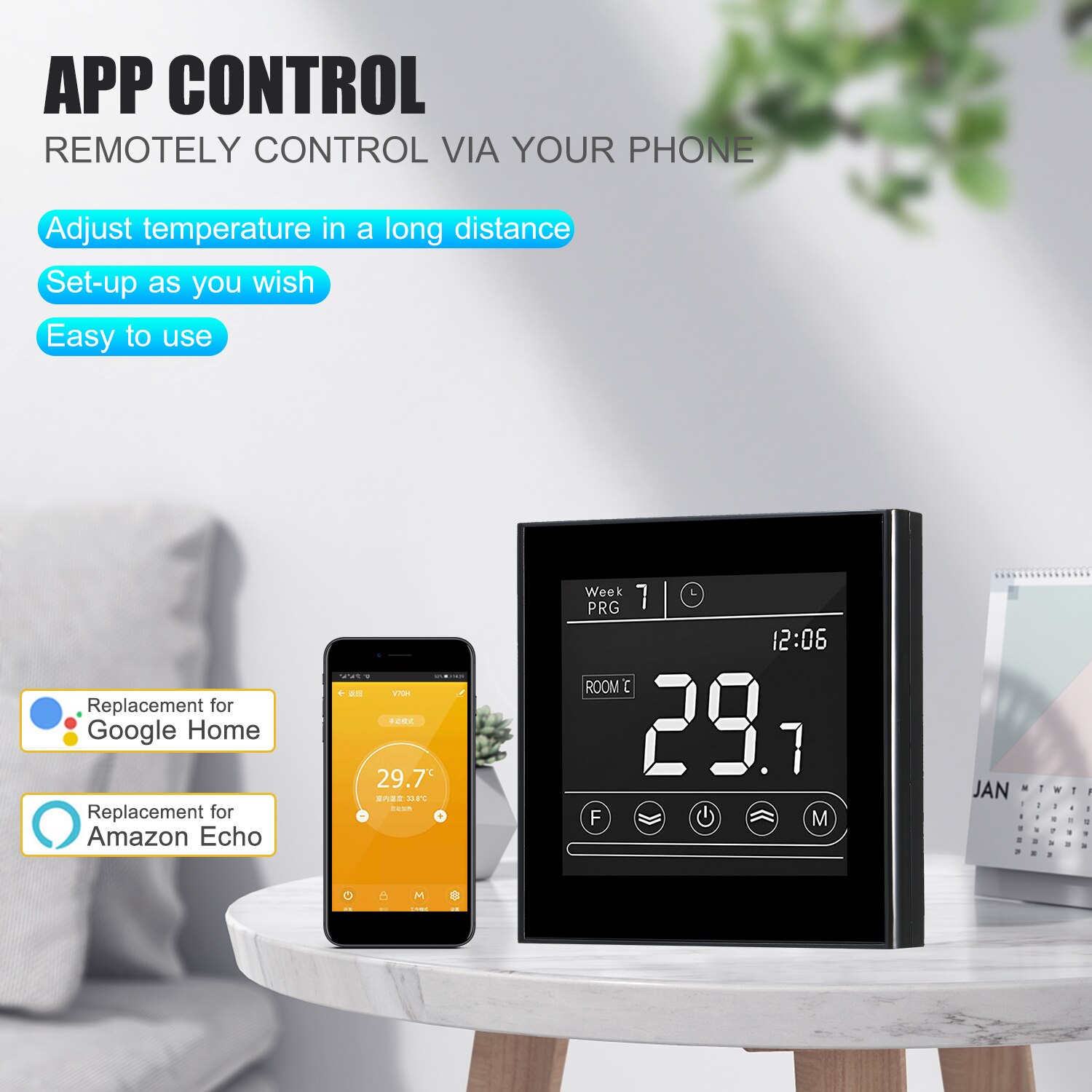 Smart Wifi Thermostat Programmable Gas Boiler Thermostat Temperature Controller LED Display Touchscreen Backlight Remote Control