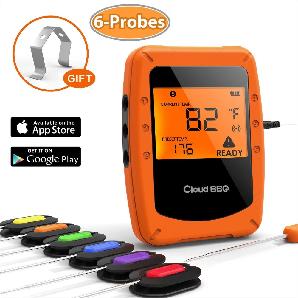 Cooking Thermometer Bluetooth Wireless Remote kitchen thermomertoven grill bbq Thermometer Digital smart with 6 Probe