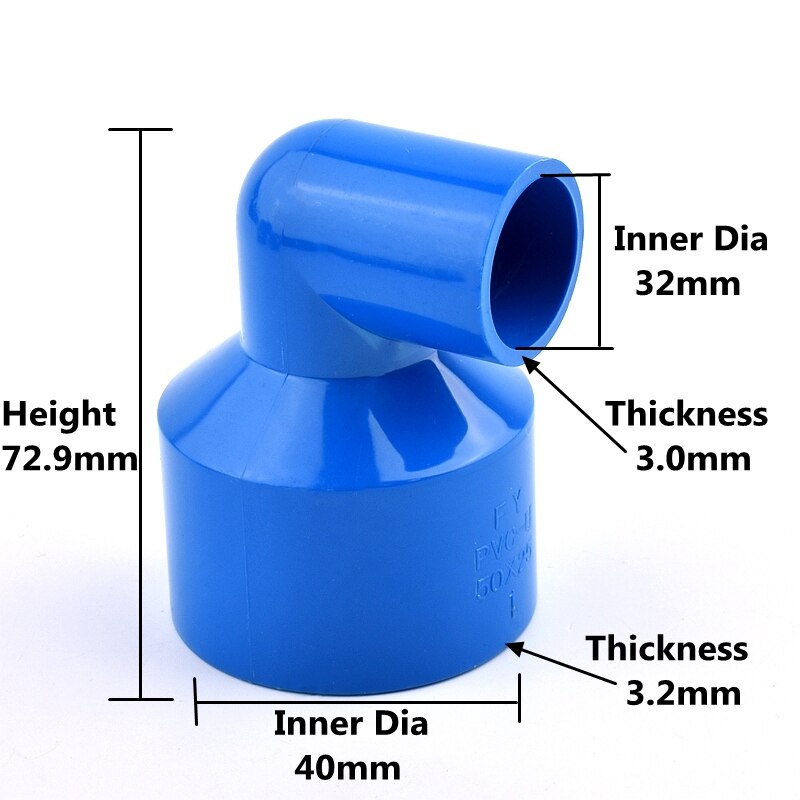 1pc PVC Pipe 90 ° Elbow Reducing Connector Plastic Joint Fittings Garden Irrigation System Watering Equal Aquarium Joint: 40-32mm inner dia