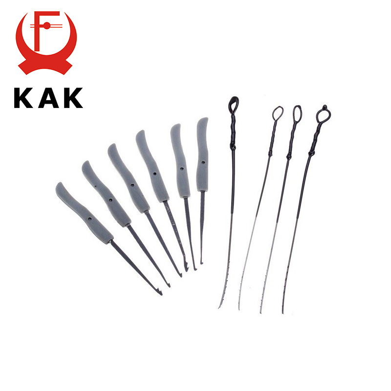 KAK-candado transparente para práctica de corte, candado con llave rota, ganchos de extracción, Juego de Extractor, herramienta de cerrajero, color azul