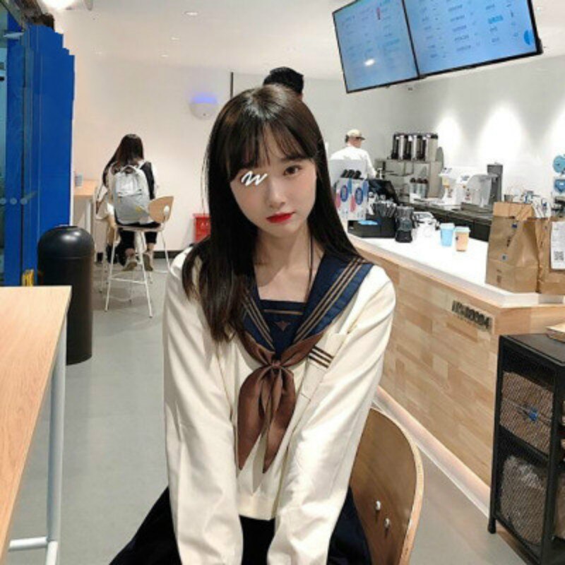 Japanese School Uniforms Sailor Suit Jk Uniforms College Middle School Uniform for Girls Students Light Yellow Costume