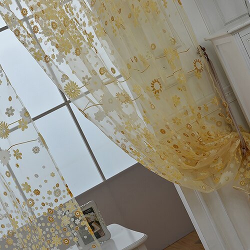 Pastorale Bloemen Voile Sheer Tulle Venster Interieur Gordijn Volant Deur Scheidingswand Drape Decoratie Gordijnen
