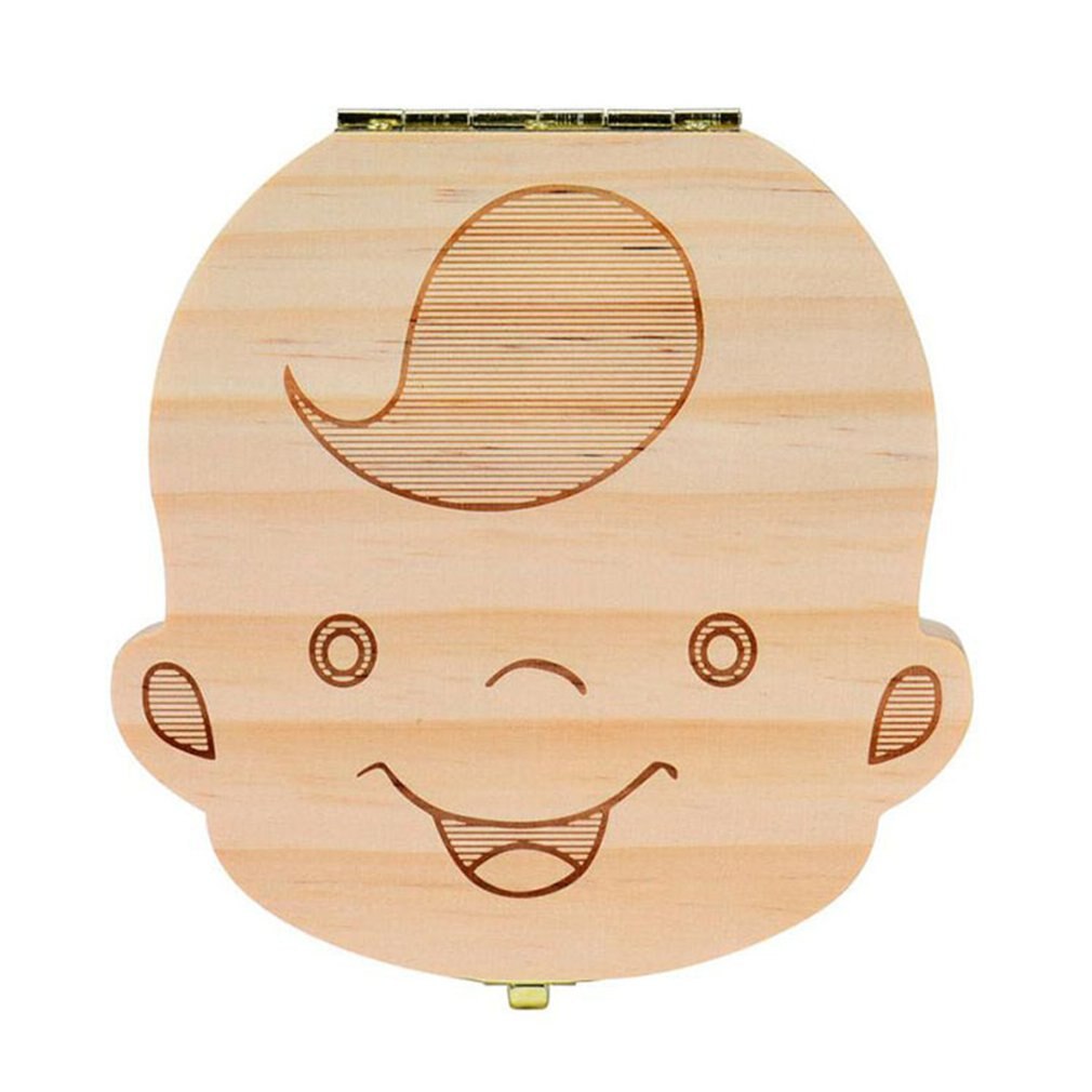 Gefallenen Zahn Box Lagerung Englisch Text Kleiner Junge Mädchen Holz Fall Sparen Sie Milch Zähne Sammlung Veranstalter Halter