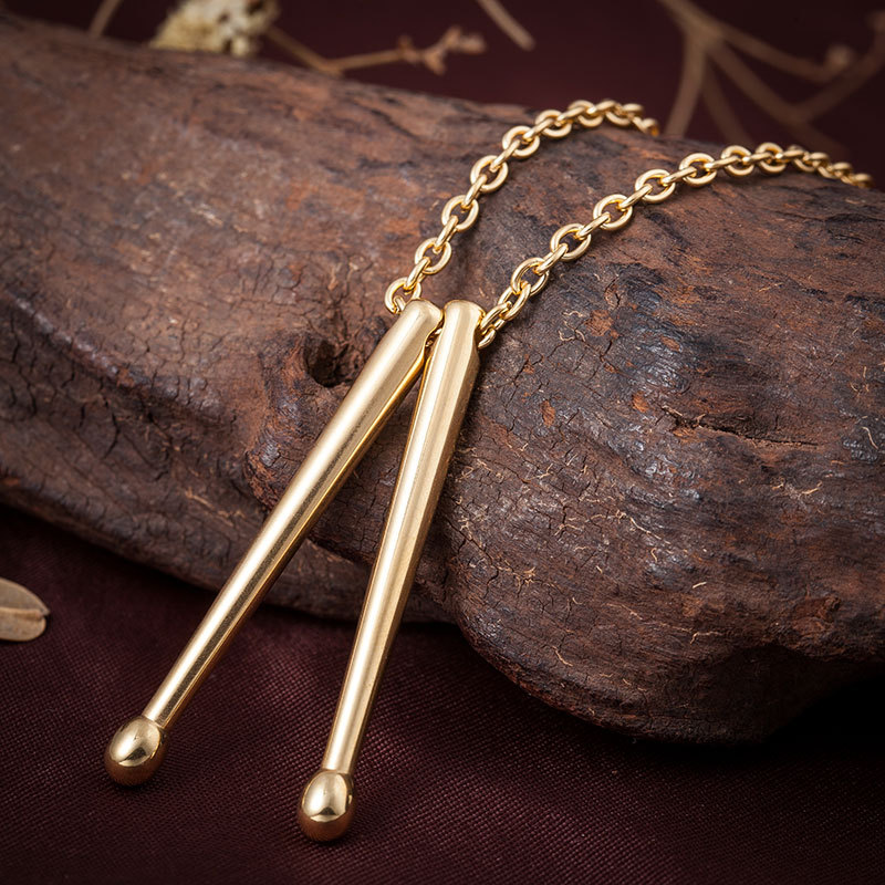 Hommes collier Rockers Jazz bande tambour collier pendentif batteurs caisse claire batterie bâton en acier inoxydable pendentif chaîne bijoux
