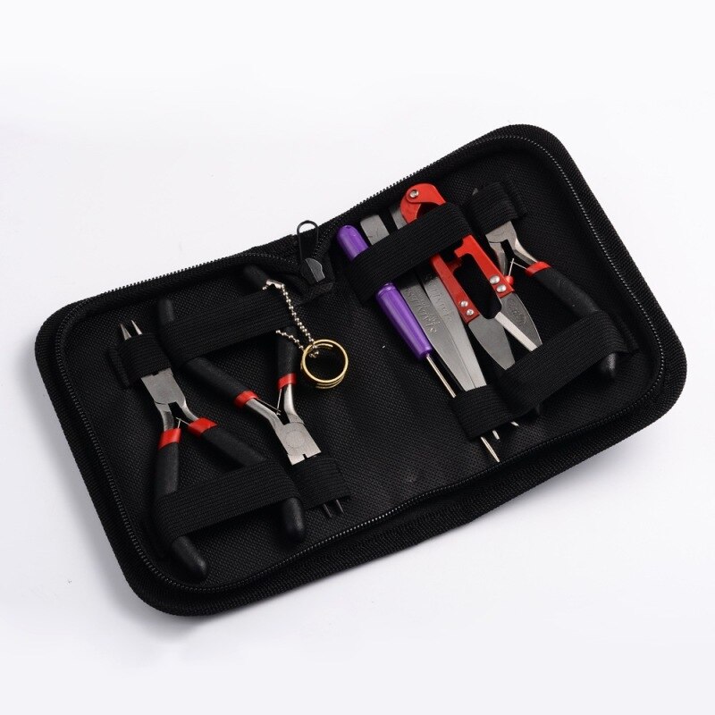 DIY Jewelry Tools Sets Nippers Repair Tool with Pliers Scissor Tweezers Vernier Caliper Tape Measure Pins Mixed Color F80: 6