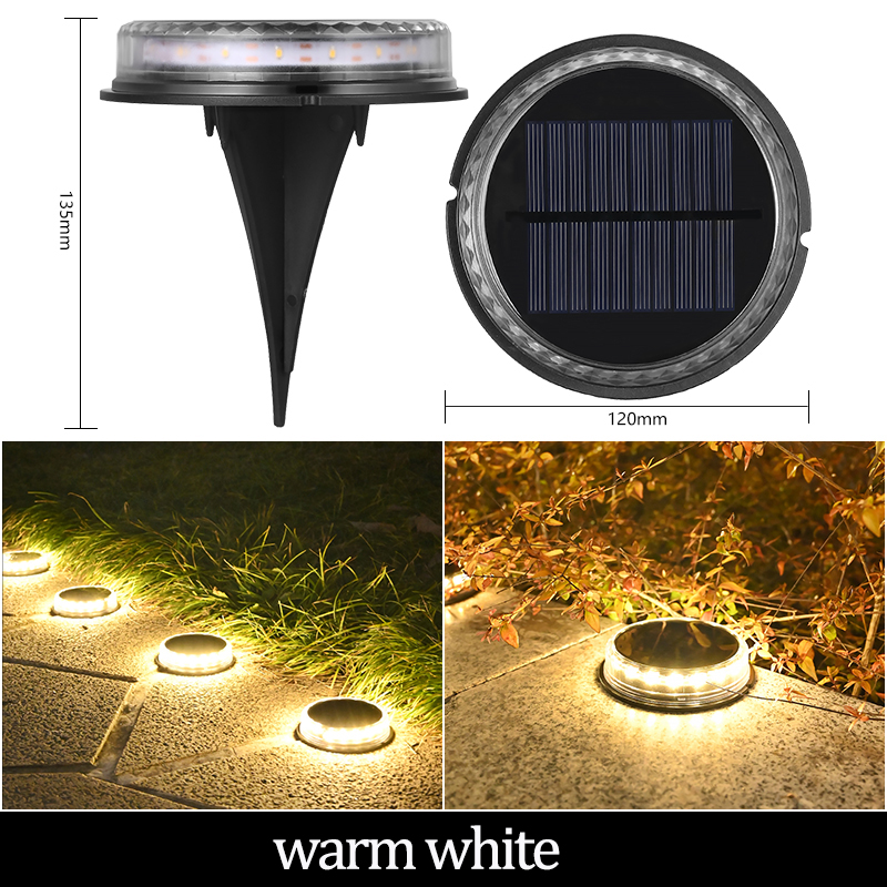 Luces solares para el suelo, decoraciones para exteriores, luces solares de jardín de 12 LED impermeables, luces de disco solares para patio, camino, césped, Patio: Rosa / 41-50 W