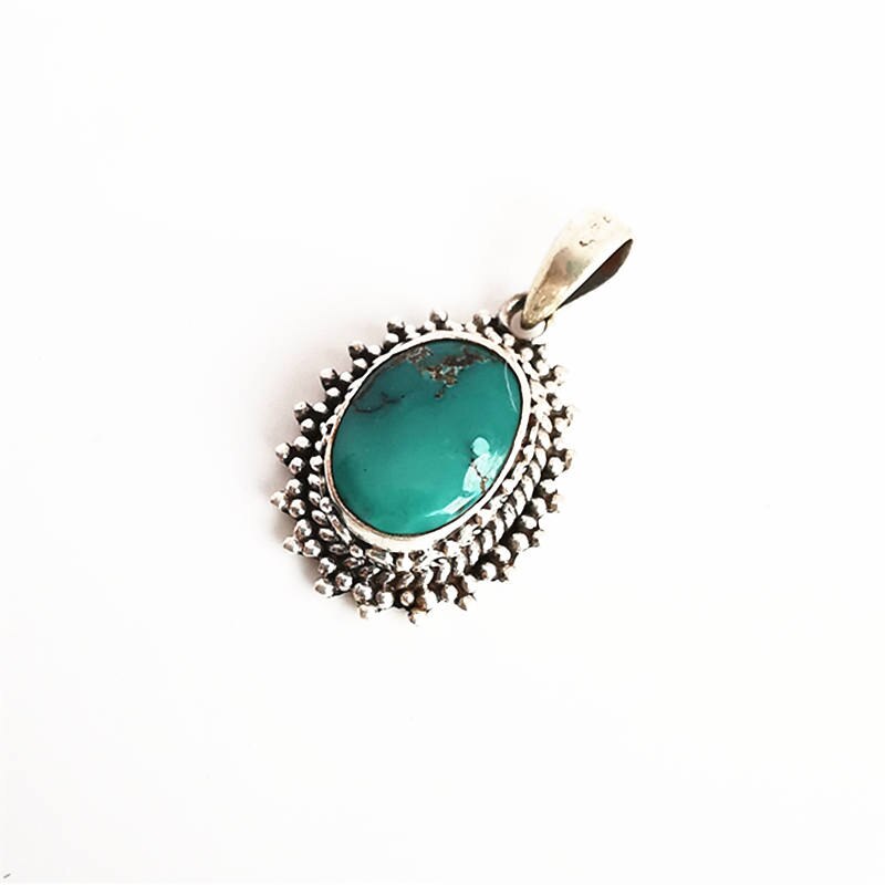 Bijoux en argent véritable népal 925 breloques en argent sterling incrustées de turquoises naturelles  t9072