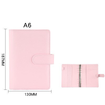 A6/a5 ring dagbog læder cover cover genopfyldelig notesbog fil mappe notesblok personlig bindemiddel ugentlig planlægger/dagsordner: Lyserød  a6