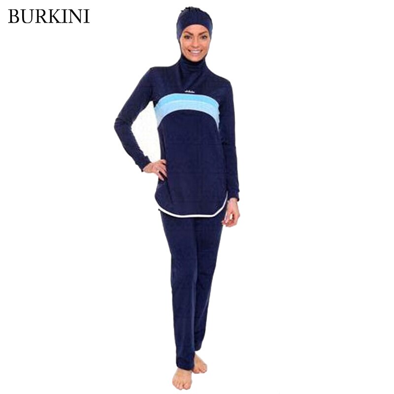 Neue Frauen Muslimischen Druck Rock Badeanzug Sport Badeanzug Plus Size Bademode Burkinis Langarm Hosen Zipper Beachwear