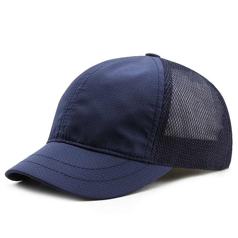 Casquette de baseball pour adultes, grande taille, à petit bord, pour hommes et femmes, en maille, à pointe courte, 56-63cm, été: Navy Blue