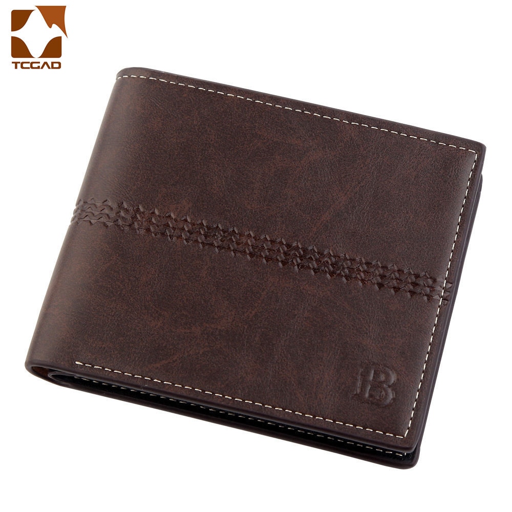 men's wallet Vintage brown Dollar Short Slim carteira masculina erkek cuzdan billetera hombre No Zipper wallet men B purse