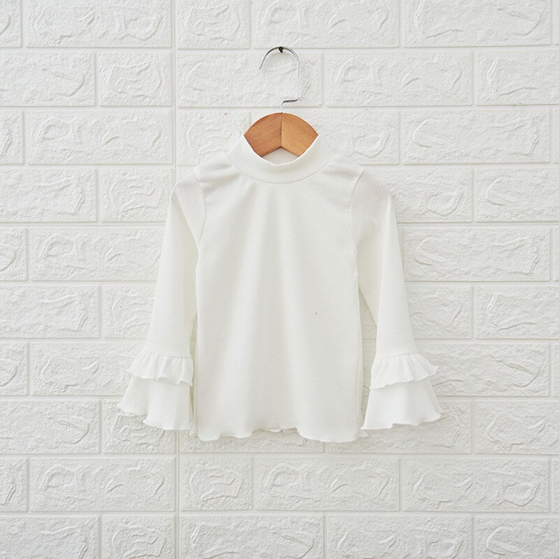 Babymeisjes shirt lotusblad trompetmouwen tops voor kinderen lente baby t-shirt peuter katoenen kinderblouse meisjeskleding