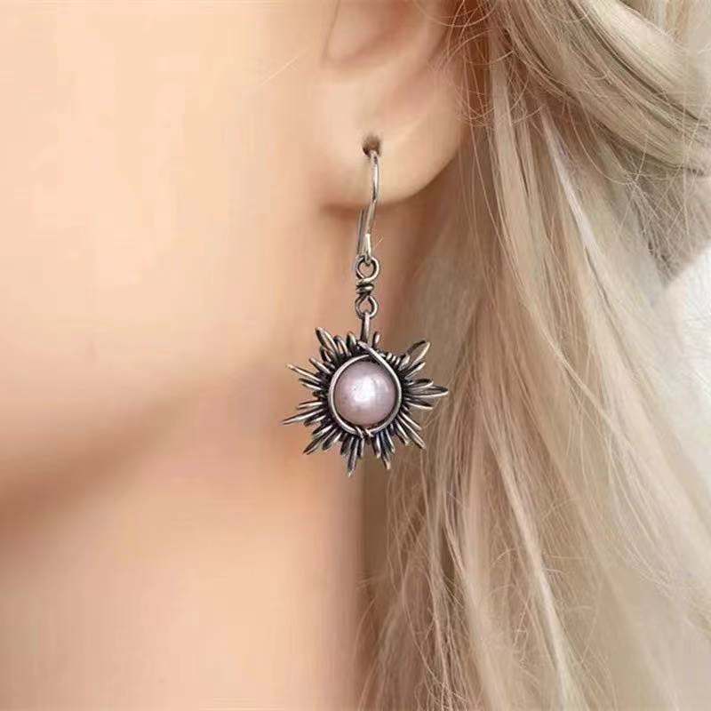 Böhmen Sonne und Mond Ohrringe Silber Farbe Kristall Tropfen Ohrringe Frauen Weibliche Boho Schmuck für sie