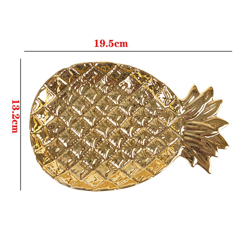 Keramische Ananas Opbergvak Gouden Ananas Vormige Sieraden Lade Gebak Gedroogd Fruit Plaat Fruitschaal Organizer