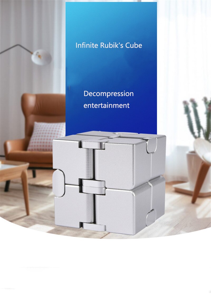 2PC aluminium oneindige cube Cube decompressie artefact, creatief speelgoed flip pocket box, geen moeite, om te beginnen