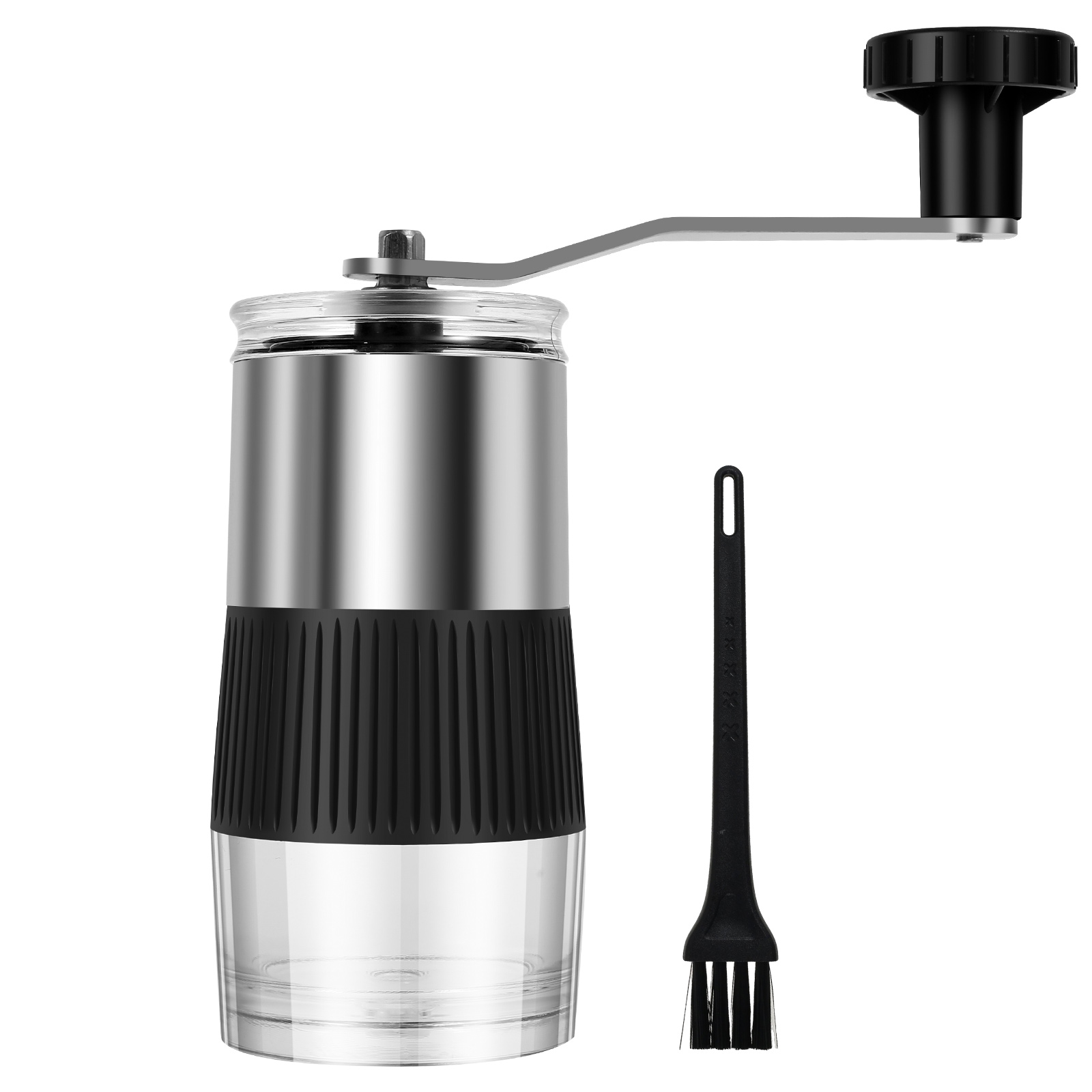 Manual Coffee Grinder Adjustable Hand Crank Coffee Bean Mill Portable Small Pill Crusher with Brush for Coffee Bean Salt Pepper: Default Title