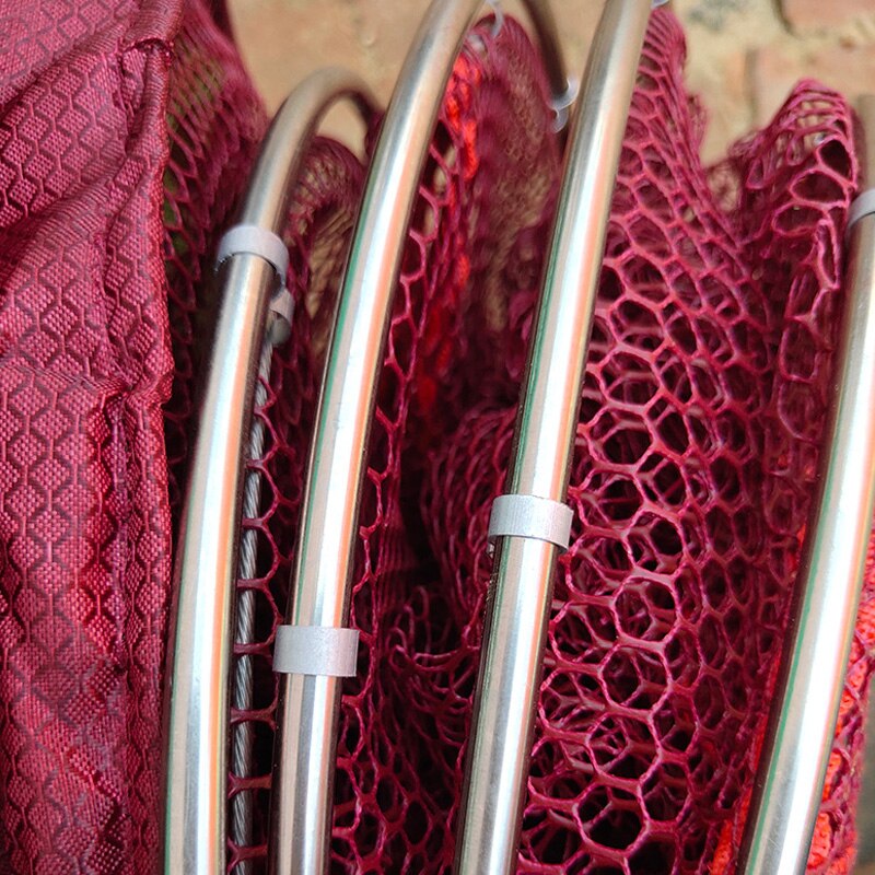 Fishing Net Collapsible Shrimp Bait Trap Dip Net Cage Keep Alive Nylon Mesh Stainless Steel Double-Loop Fish Accessories Bag