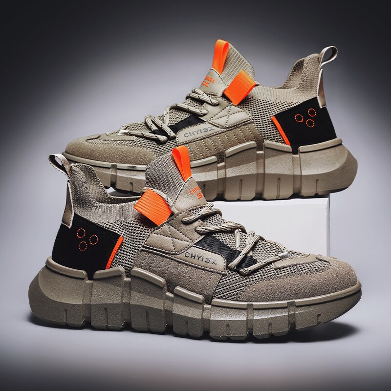 Mænd fritidssko lette åndbare sneakers trend udendørs snøresko behagelige gummi joker simple sneakers