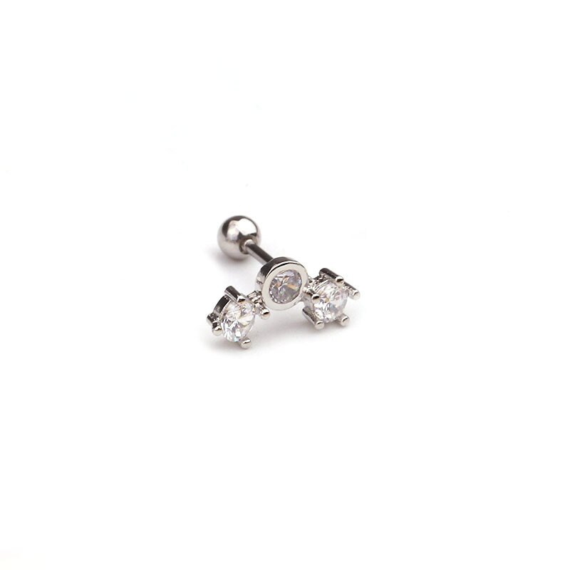 1Pc Goud Zilver Kleur Rvs Oor Kraakbeen Helix Schroef Terug Earring Stud Cz Tragus Roek Conch Piercing Sieraden: silver  style 08
