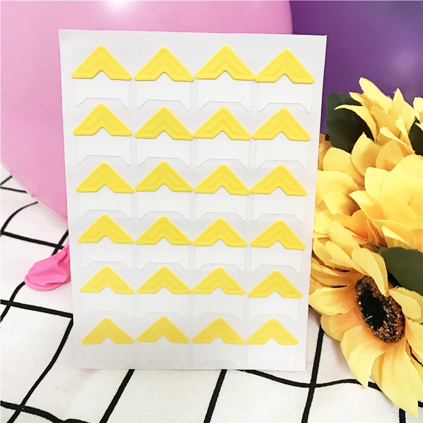 120 stks/partij (5 vellen) DIY Snoep kleuren Vintage Hoek kraftpapier Stickers voor Fotoalbums Frame Decoratie Scrapbooking: Lemon yellow
