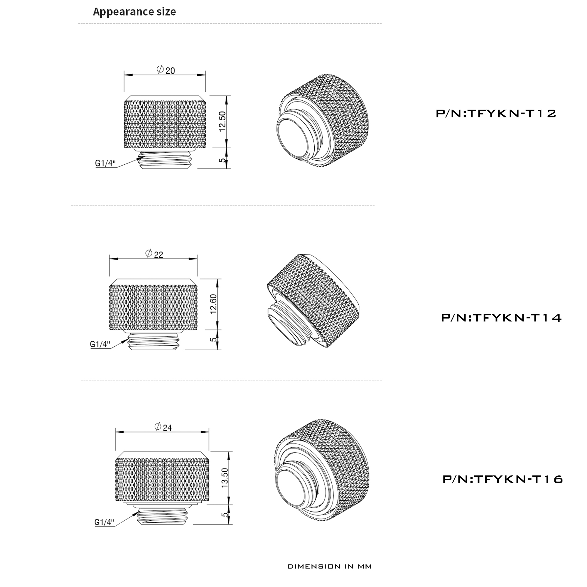 Barrow 12-teiliges G1/4-Zoll-Gewinde, Außendurchmesser 12/14/16 mm, Hartrohr-Fitting-Set, Anti-Off-Adapter, Kompressionsanschluss für Computer-Wasserkühlung