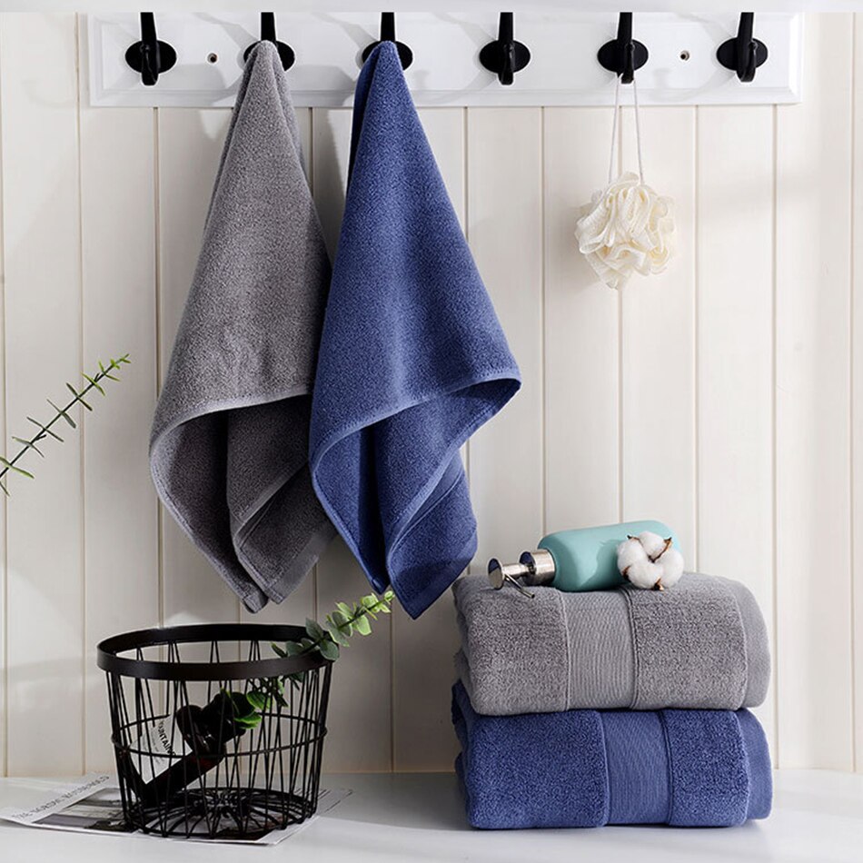 Turkish Genuine Cotton Towel, Includes Bath Towels(27.5 x 55 Inches), Hand Towels(13.5 x 30 Inches), 600 GSM,Grey Or Blue