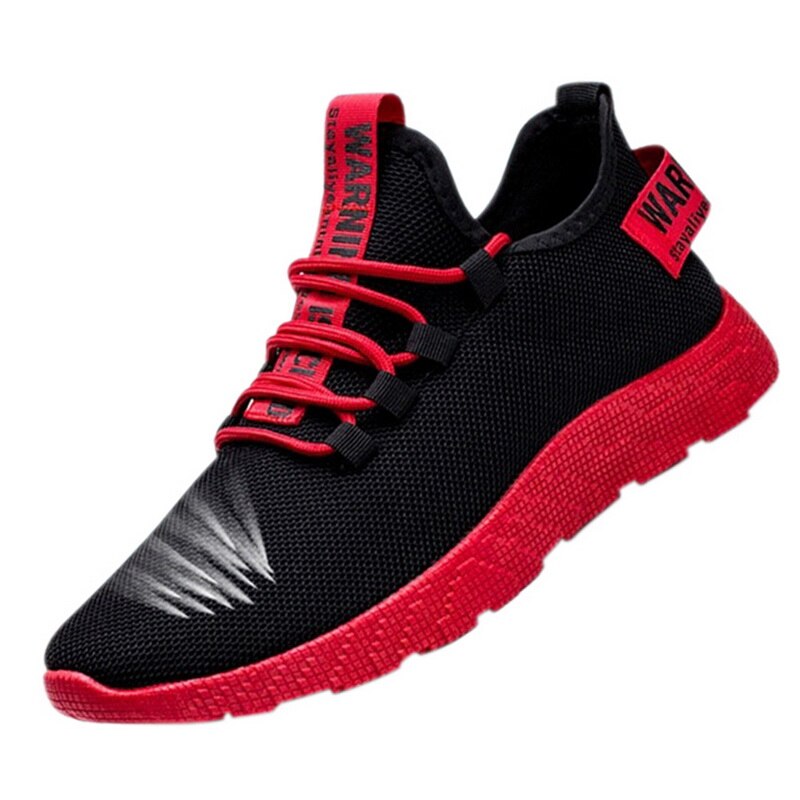 Mode Sport Schoenen Mannen Lace Up Gemengde Kleur Sneakers Ademend Confort Stretch Febric Mesh Ondiepe Flats Mannelijke Tennis Schoenen: red / 40
