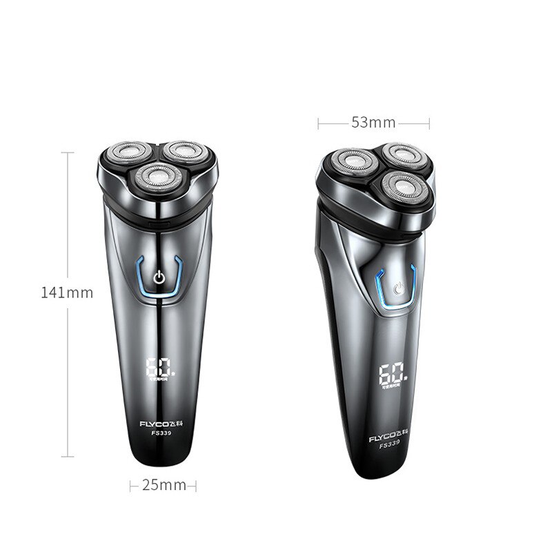 100% Original Flyco FS339 Electric Shaver Electric Razor Barbeador IPX7 Waterproof 1 Hour Rechargeable Washable Rotary for Men