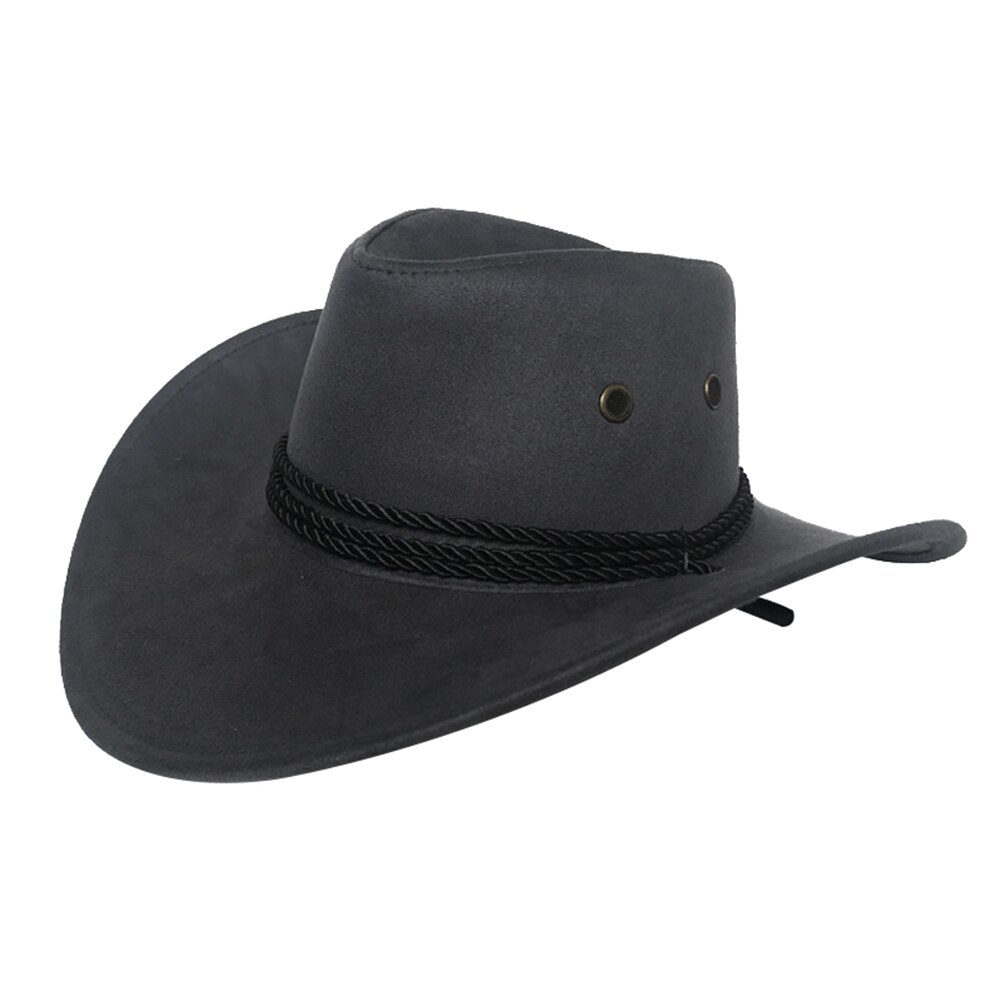 Hombre verano viaje visera de ala ancha Casual equitación sombrero de cowboy del oeste gorra de verano sombrero de vaquero sombrero de verano Cowboy sombero gorro sombrero: Grey
