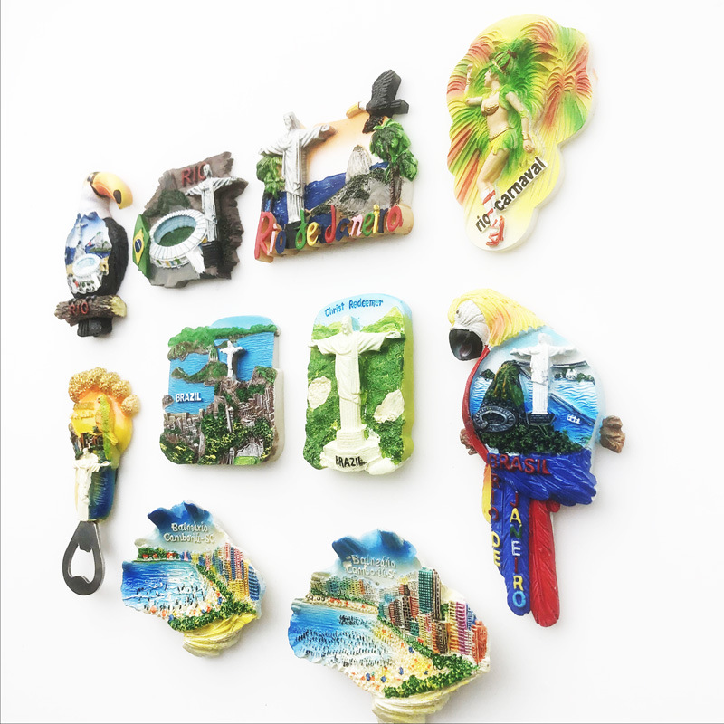 Kreative Brasilien Reise Souvenirs Magnet Kühlschrank Aufkleber Harz Handwerk 3d gemalt magnetische Kühlschrank Aufkleber Küche Dekor