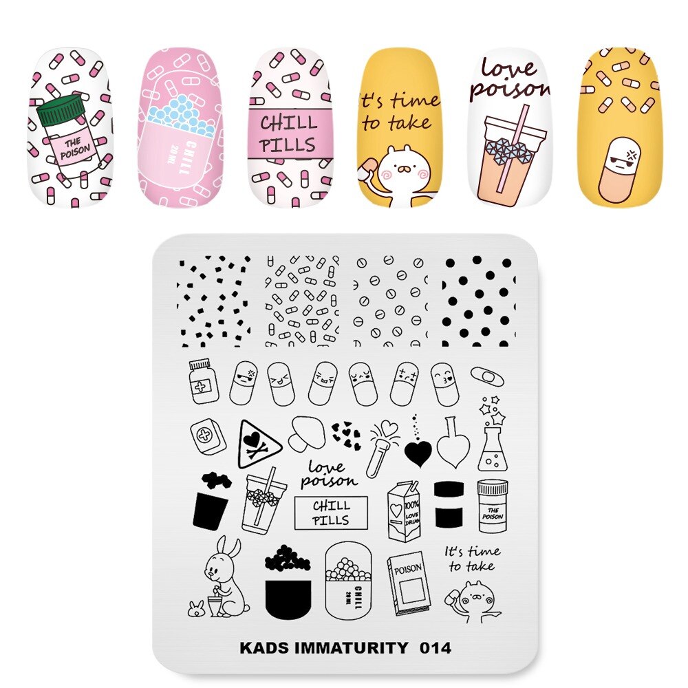 Nail Art Stamp Template Words Letter Small Patterns Nail Stamping Plate DIY Image Printing Plate Stainless Steel Stencils: Immaturity 014