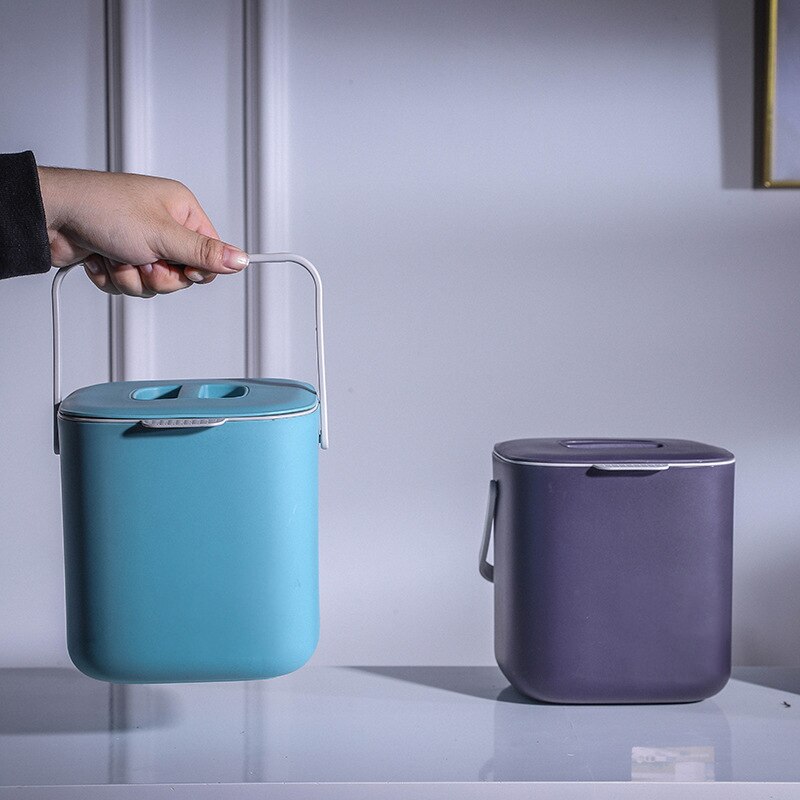 Double layer Kitchen Trash Can with Lid Wall-mounted Waste Baskets Push-top Trash Garbage Bin Can Rubbish Container Storage Box