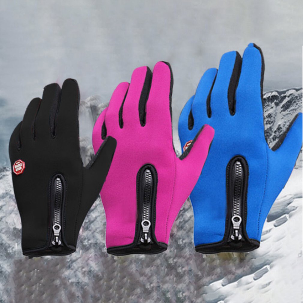 Fiets handschoenen heren en dames fleece winddicht warme touchscreen handschoenen outdoor bergbeklimmen ski rijden rits handschoenen