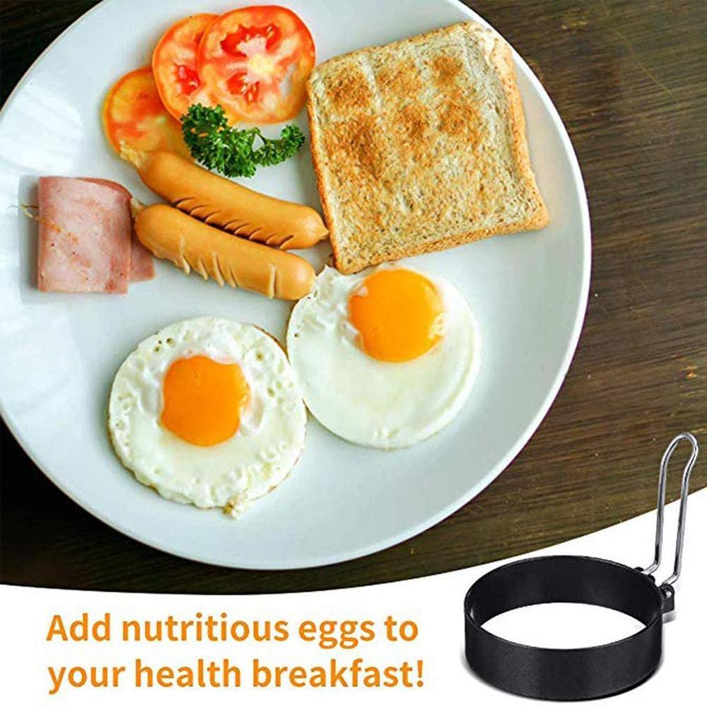 Metal Egg Frying Rings Stainless Steel Omelette Model Rings Fried/Poach Round Non Pancake Stick + Mould Handle Perfect Circ E5X5