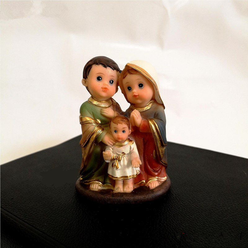 Religiös statyett helig familj staty jesus heliga hjärta staty välsignade jungfru maria staty