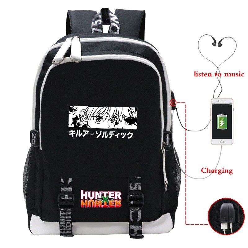 Hunter X Hunter School Bags Japan Anime BackpackS Boys Girls USB Charging Travel Large Laptop College Students Schoolbag Bagpack